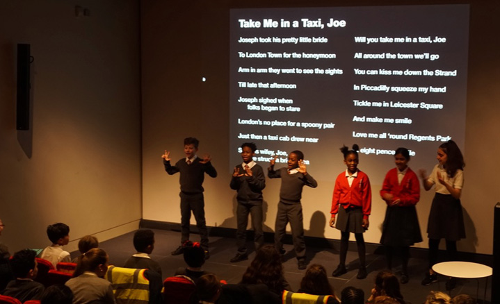 Singing Take me in a Taxi Joe at the London Transport Museum 